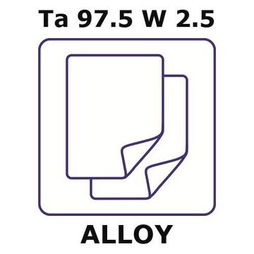 Tantalum/Tungsten foil, thickness 1.0&#160;mm, Ta97.5%/W 2.5%, size 100 × 100&#160;mm, temper as rolled