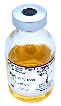 Fluid Thioglycollate Medium (FTM) vial of 15&#160;mL, pkg of 4&#160;units, suitable for sterility testing, sterilization compatible with autoclavable