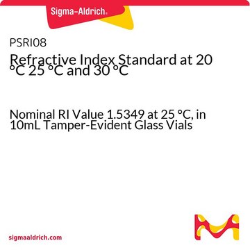 Refractive Index Standard at 20 °C 25 °C and 30 °C Nominal RI Value 1.5349 at 25 °C, in 10mL Tamper-Evident Glass Vials