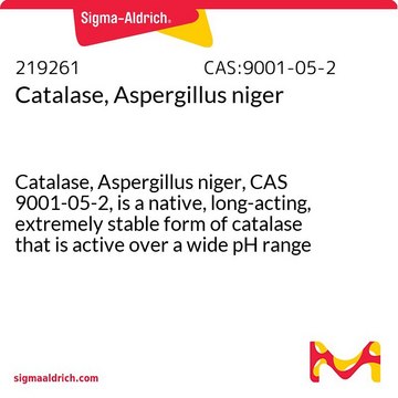 Katalase, Aspergillus niger Catalase, Aspergillus niger, CAS 9001-05-2, is a native, long-acting, extremely stable form of catalase that is active over a wide pH range (pH 1 - 12).