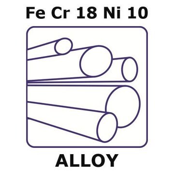 Stainless steel - AISI 304l rod, Fe/Cr18%/Ni 10%, 25&#160;mm diameter, length 100 mm, temper annealed