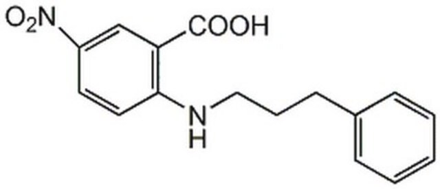 5-Nitro-2-(3-phenylpropylamino)benzoic Acid Potent Cl&#8315; channel blocker (IC&#8325;&#8320; = 100 nM-100 &#181;M), depending on channel subtype and assay method.