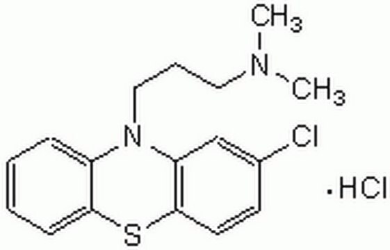 Chlorpromazin, Hydrochlorid Inhibits calmodulin-dependent stimulation of cyclic nucleotide phosphodiesterase (IC&#8325;&#8320; = 17 &#181;M).