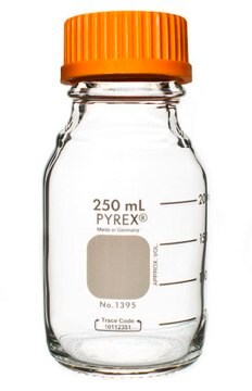 Pyrex&#174; round media storage bottles and reusable screw caps capacity 250&#160;mL