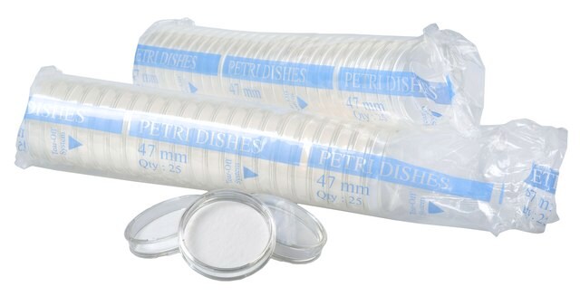 Boîte de Pétri avec tampon absorbant sterile, Single use, diam. 47&#160;mm, pkg of (150 units), For microbial analysis using 2 ml liquid medium