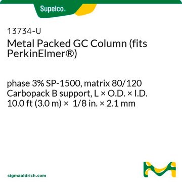 金属製充填GCカラム (PerkinElmer対応) phase 3% SP-1500, matrix 80/120 Carbopack B support, L × O.D. × I.D. 10.0&#160;ft (3.0&#160;m) × 1/8&#160;in. × 2.1&#160;mm