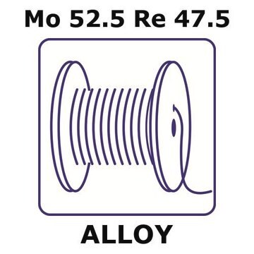 Molybdenum-rhenium alloy, Mo52.5Re47.5 1m wire, 0.125mm diameter, as drawn