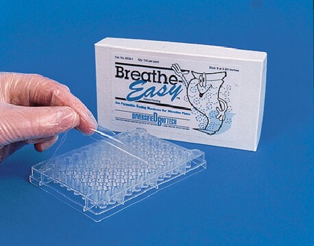 Membrane d’étanchéité Breathe-Easy&#174; polyurethane membrane with acrylic adhesive pre-cut to fit standard multiwell plates.