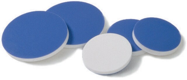 セプタム、青色PTFE/白色シリコン blue PTFE/white silicone, diam. × thickness 18&#160;mm × 0.060&#160;in., for use with 22&nbsp;mL vial