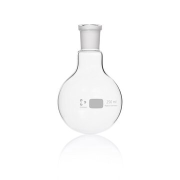 DURAN&#174; reaction flask with ground joint glass flask, flask capacity (250&#160;mL), single neck, round bottom frit, neck joint: ST/NS 24/29