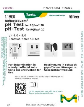 pH Test reflectometric, pH range 4.0-9.0