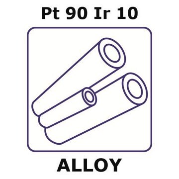 Platinum-iridium alloy, Pt90Ir10 100mm tube, 0.56mm outside diameter, 0.13mm wall thickness, 0.30mm inside diameter, as drawn