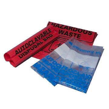 MTC&#8482; Bio Autoclave Bags 12 in. x 26 in. (31 x 66 cm), clear (blue printed warnings)