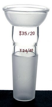 Synthware&#8482; adapter with top spherical socket joint and lower standard taper inner joint top joint: ST/NS 35/20, bottom joint: ST/NS 14/20