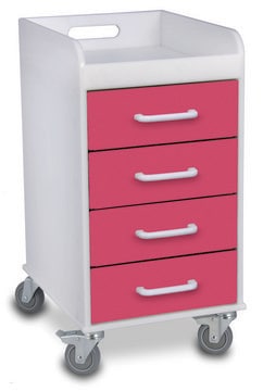 Compact 4 Drawer Locking Cart pink (drawers)