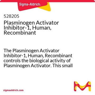 纤溶酶原活化物抑制剂-1，人，重组 The Plasminogen Activator Inhibitor-1, Human, Recombinant controls the biological activity of Plasminogen Activator. This small molecule/inhibitor is primarily used for Protease Inhibitors applications.