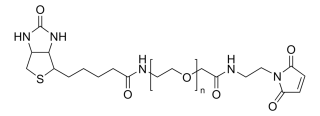 Poly(ethylene glycol) [N-(2-maleimidoethyl)carbamoyl]methyl ether 2-(biotinylamino)ethane average Mn 5,400