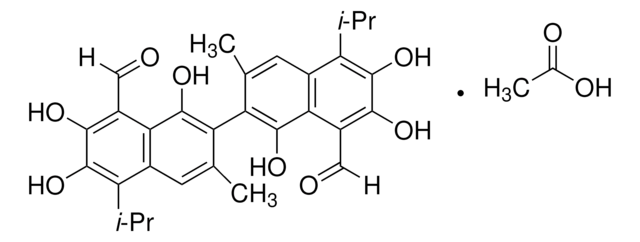 Gossypol-essigsäure analytical standard, crystalline complex consisting of equimolar quantities of gossypol and acetic acid, ~95%