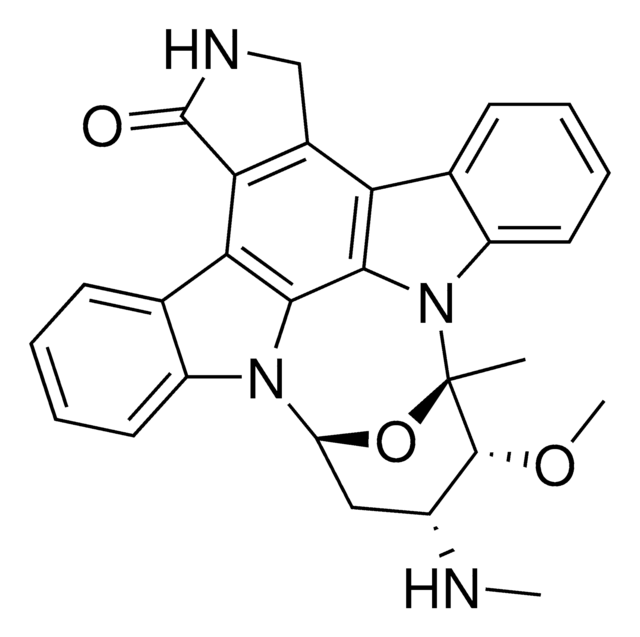 Staurosporine, Streptomyces sp. InSolution, &#8805;97%, 1 mM solution, protein kinase inhibitor