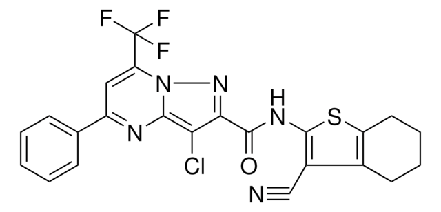 3-CHLORO-N-(3-CYANO-4,5,6,7-TETRAHYDRO-1-BENZOTHIEN-2-YL)-5-PHENYL-7-(TRIFLUOROMETHYL)PYRAZOLO[1,5-A]PYRIMIDINE-2-CARBOXAMIDE AldrichCPR