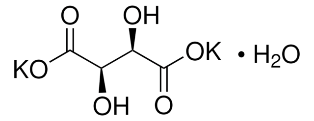 酒石酸カリウム, 二塩基酸 ヘミ水和物 meets analytical specification of DAC, E336, 99-102% (perchloric acid titration)