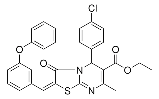 ETHYL (2E)-5-(4-CHLOROPHENYL)-7-METHYL-3-OXO-2-(3-PHENOXYBENZYLIDENE)-2,3-DIHYDRO-5H-[1,3]THIAZOLO[3,2-A]PYRIMIDINE-6-CARBOXYLATE AldrichCPR