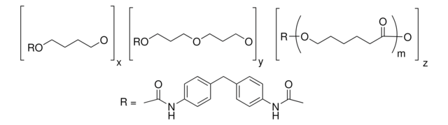 Poly[4,4&#8242;-methylen-bis(phenylisocyanat)-alt-1,4-butandiol/di(propylenglycol)/polycaprolacton] pellets, MDI-polyester/polyether polyurethane.