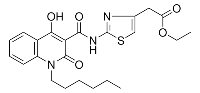 ETHYL (2-{[(1-HEXYL-4-HYDROXY-2-OXO-1,2-DIHYDRO-3-QUINOLINYL)CARBONYL]AMINO}-1,3-THIAZOL-4-YL)ACETATE AldrichCPR